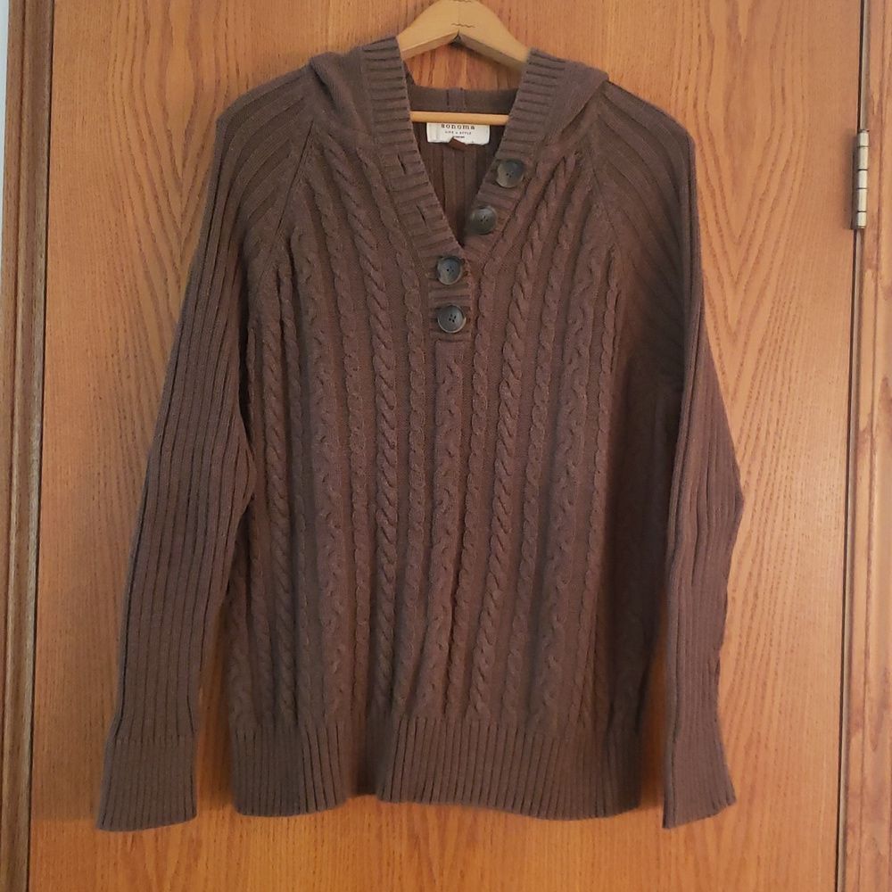 EUC Sonoma Cable Knit Pullover Hoodie Sweater Sz 2X